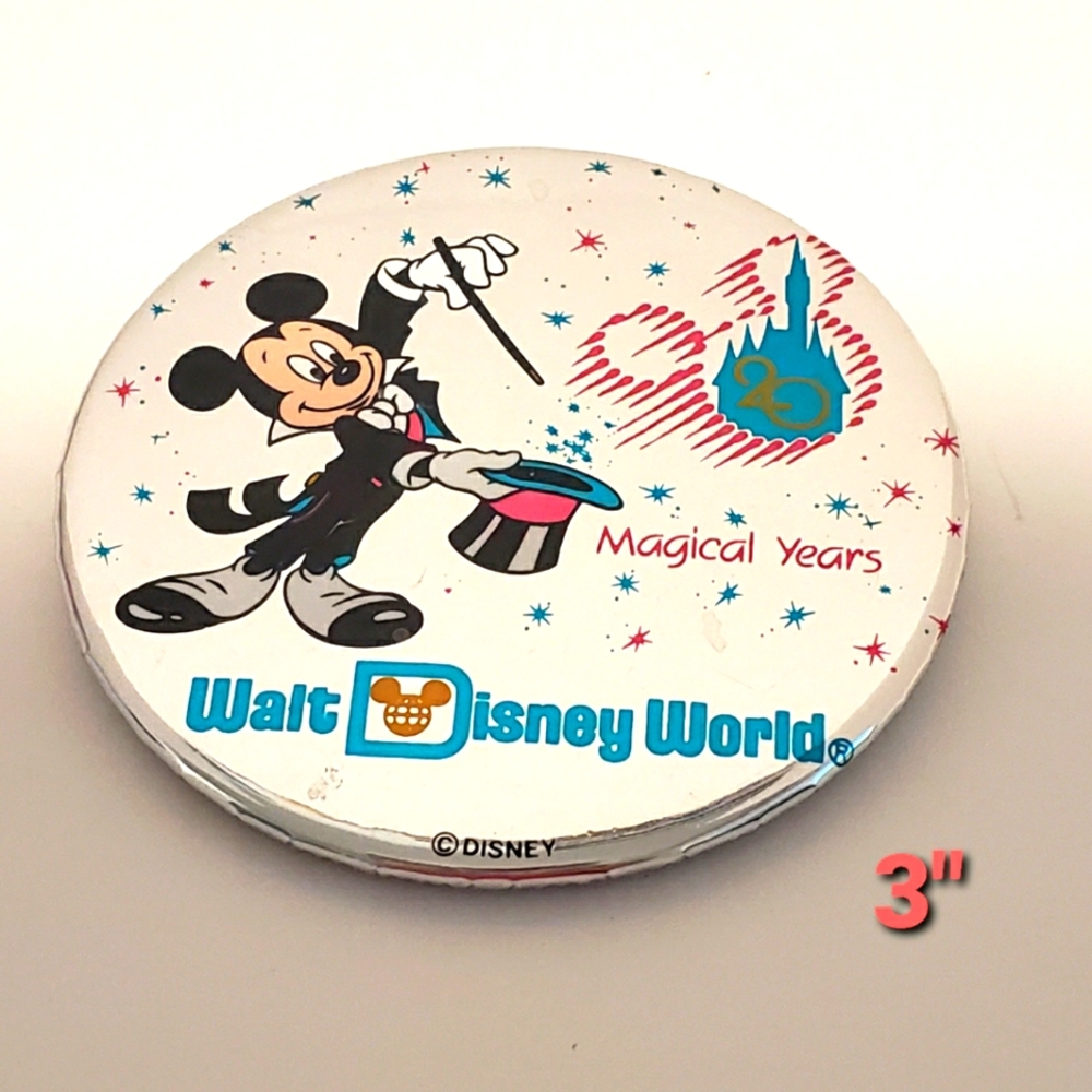 Walt Disney World 20 Magical Years Pin Back Souvenir Pin.